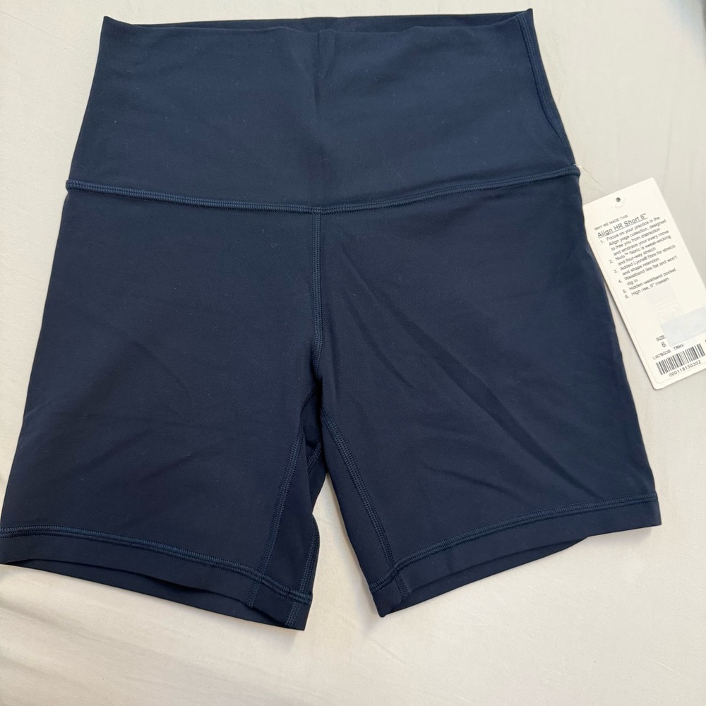 NWT lululemon align shorts 6” navy size 6